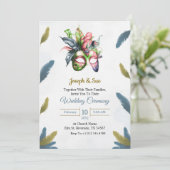 Invitation de mariage avec des fleurs tropicales (Debout devant)