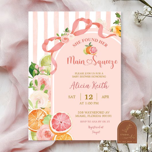 Invitation de mariage avec des fruits d'été et des
