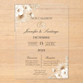 Invitation de mariage avec fleur blanche (Recto)