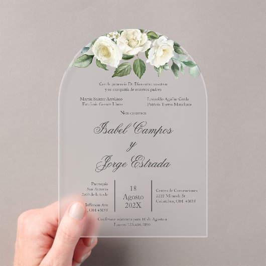 Invitation de mariage avec fleurs blanches et verd (In situ (ordinateur de poche))