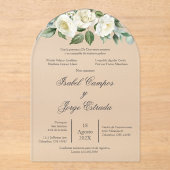 Invitation de mariage avec fleurs blanches et verd (Recto)