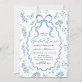 Invitation de mariage avec fleurs d'hortensia bleu (Devant)