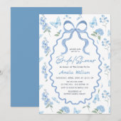 Invitation de mariage avec fleurs d'hortensia bleu (Devant / Derrière)