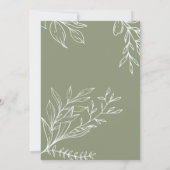 Invitation de mariage avec fleurs vert sauge pour (Dos)