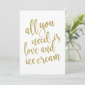 Invitation de mariage avec glace au glitter doré (Debout devant)