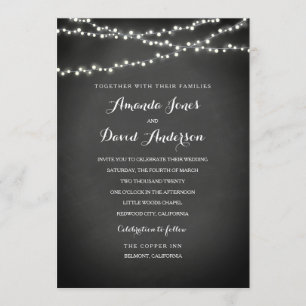 Invitation de mariage avec guirlandes de lumières