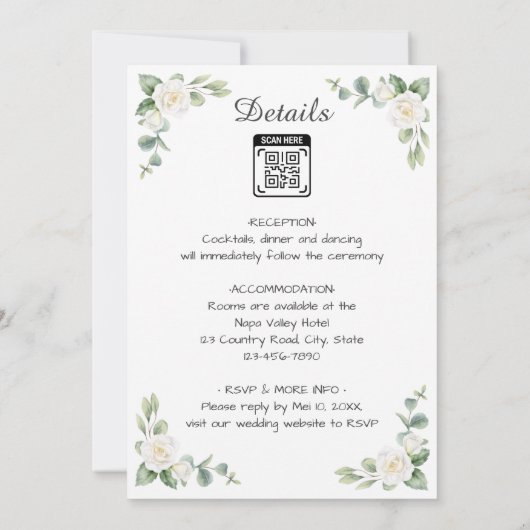 Invitation de mariage avec image de fleurs 1 (Dos)