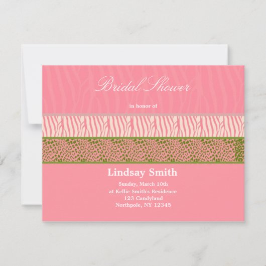 Invitation de mariage avec impression d'animal ros (Devant)