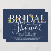 Invitation de mariage avec lettre d'alphabet flora (Devant / Derrière)