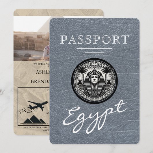 Invitation de mariage avec passeport égyptien arge (Devant / Derrière)