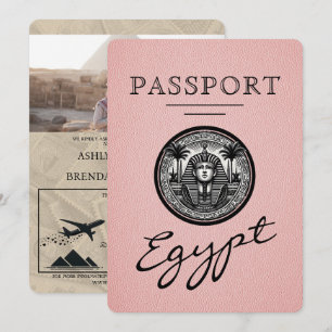 Invitation de mariage avec passeport égyptien rose