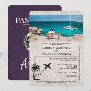 Invitation de mariage avec passeport violet pourub