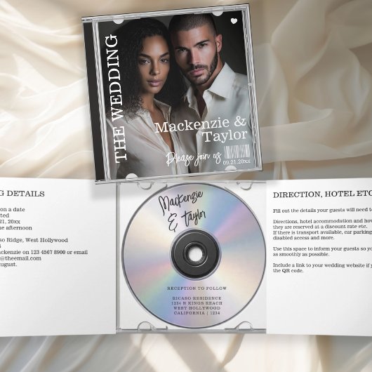 Invitation de mariage avec pochette de CD
