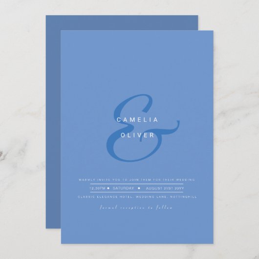 Invitation de mariage avec QR Code RSVP Ampersand  (Devant / Derrière)