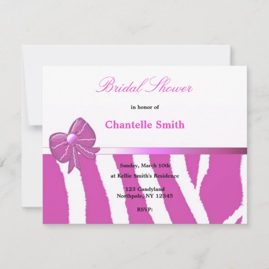 Invitation de mariage avec rayures de zèbre rose (Devant)