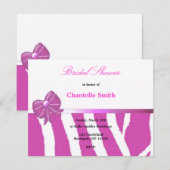 Invitation de mariage avec rayures de zèbre rose (Devant / Derrière)