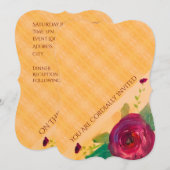 Invitation de mariage avec rose de vin (Devant / Derrière)