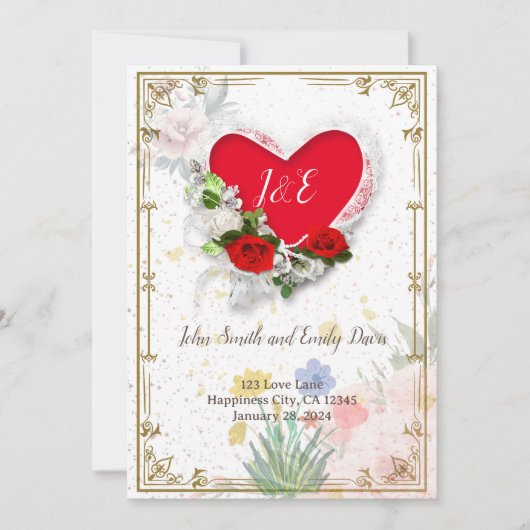 Invitation de mariage avec Rsvp sur le dos (Devant)