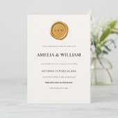 Invitation de mariage avec sceau de cire doré mini (Debout devant)