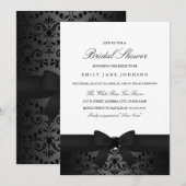 Invitation de mariage avec un nœud noir et blanc d (Devant / Derrière)
