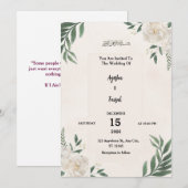 Invitation de mariage avec une verdure élégante et (Devant / Derrière)