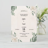 Invitation de mariage avec une verdure élégante et (Debout devant)