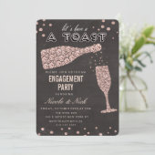 Invitation de mariage avec verre à vin diamanté or (Debout devant)