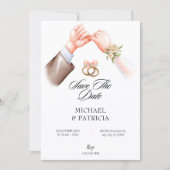 Invitation de mariage bague de couple rose tendre (Devant)
