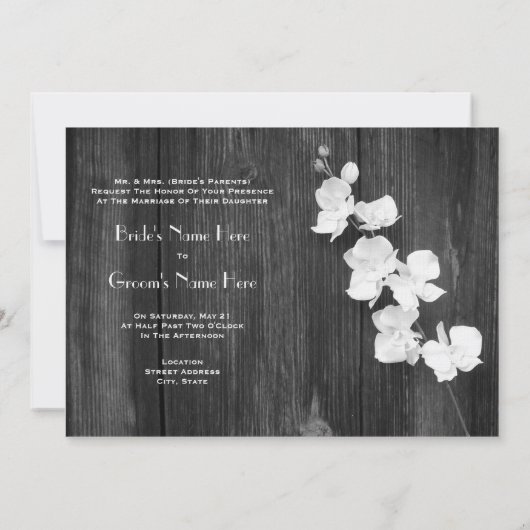 Invitation de mariage - Barnwood & Orchids (Dos)