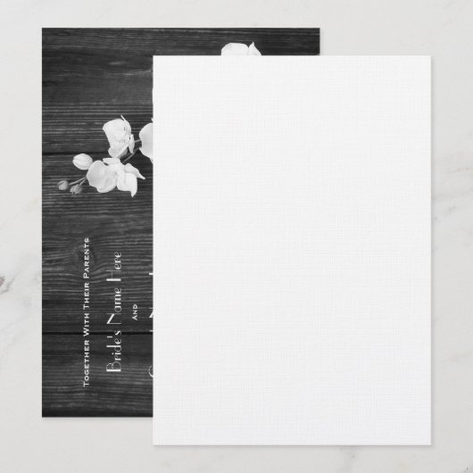 Invitation de mariage - Barnwood & Orchids (Devant / Derrière)