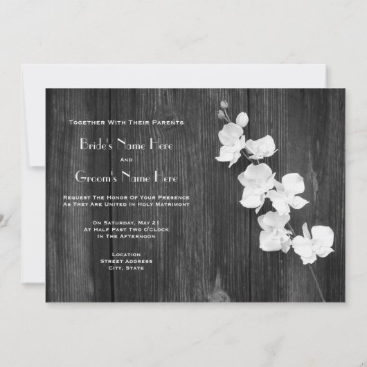 Invitation de mariage - Barnwood & Orchids (Dos)