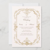 Invitation de mariage Baroque Vintage Or (Devant)