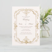 Invitation de mariage Baroque Vintage Or (Debout devant)