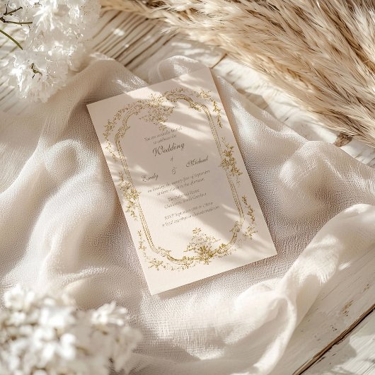 Invitation de mariage Baroque Vintage Or