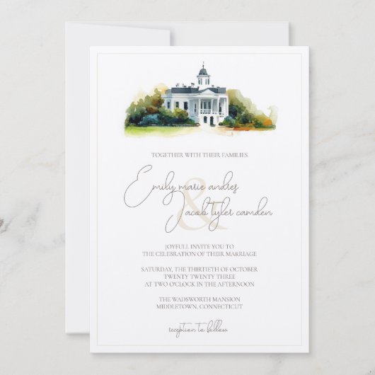 Invitation de mariage - Bâtiment historique en aqu (Devant)