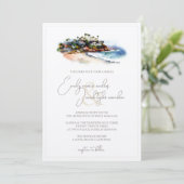 Invitation de mariage - Beach Coast en aquarelle (Debout devant)