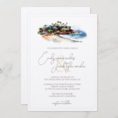 Invitation de mariage - Beach Coast en aquarelle (Devant / Derrière)