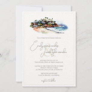 Invitation de mariage - Beach Coast en aquarelle