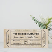 Invitation de mariage billet vintage (Debout devant)