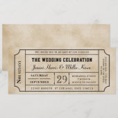 Invitation de mariage billet vintage (Devant / Derrière)