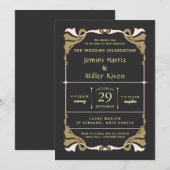 Invitation de mariage billet vintage (Devant / Derrière)
