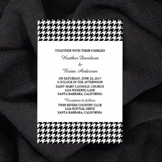 Invitation de mariage Black Houndstooth
