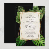 Invitation de mariage Black Tropical Palm (Devant / Derrière)