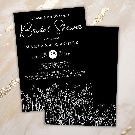 Invitation de mariage Black Wildflowers