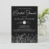 Invitation de mariage Black Wildflowers (Debout devant)