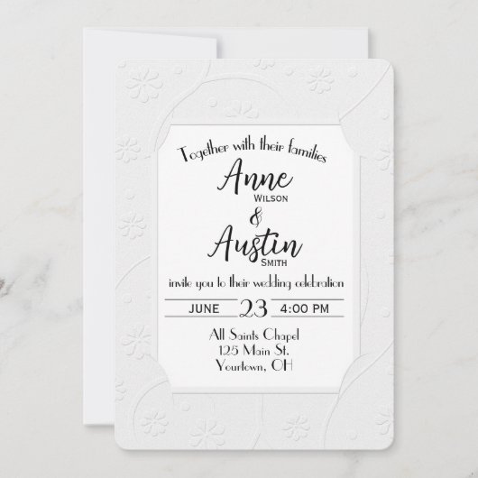 Invitation de mariage blanc avec embrayage (Devant)