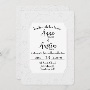Invitation de mariage blanc avec embrayage