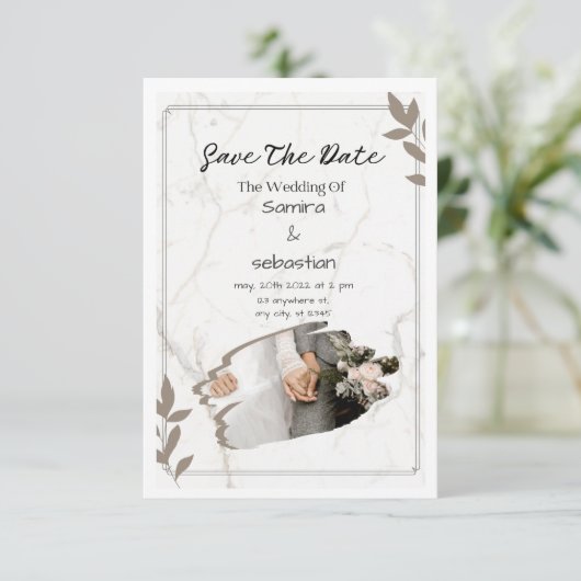 Invitation de mariage blanc élégant (Debout devant)