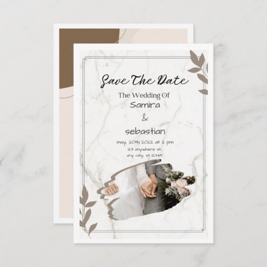 Invitation de mariage blanc élégant (Devant / Derrière)