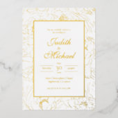 Invitation de Mariage blanc or chic (Recto)